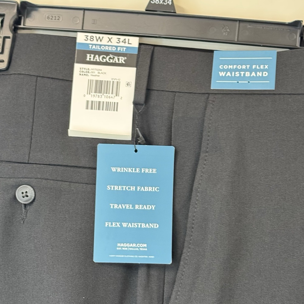 Haggar Men's Tailored Fit Confort‎ Flex Waist 38x34 Black New With Tags
